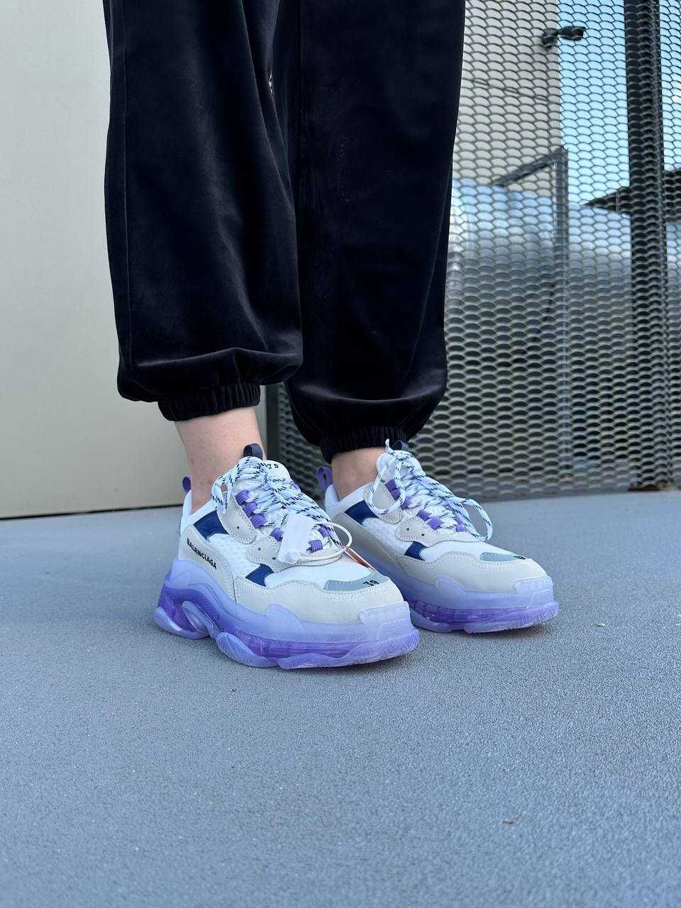 Женские кроссовки Balenciaga Triple S Clear Sole White Violet 36-40