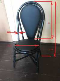 5 krzeseł ratanowych po renowacji - jak nowe! czarna eko-skóra