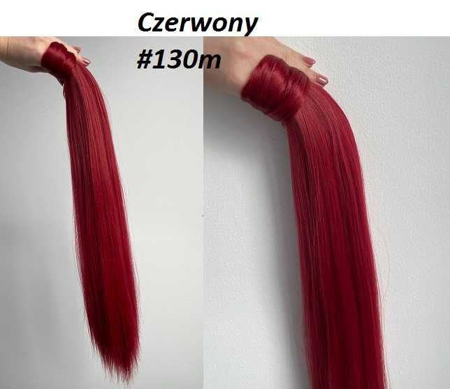 Doczepiany KUCYK kitka 60cm jak Naturalne burgund czerwien mahon