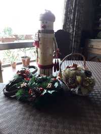 Decorações Natal 1 Boneco neve, cesto, centro mesa, decoração parede