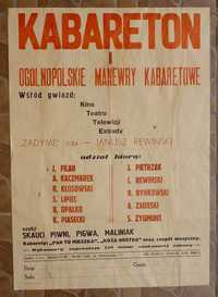 Kabareton i Ogólnopolskie Manewry Kabaretowe - plakat - PRL - 80-te