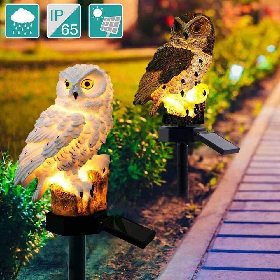 2x Lampa Ogrodowa Solarna LED Sowa Z Czujnikiem Zmierzchu Wbijana