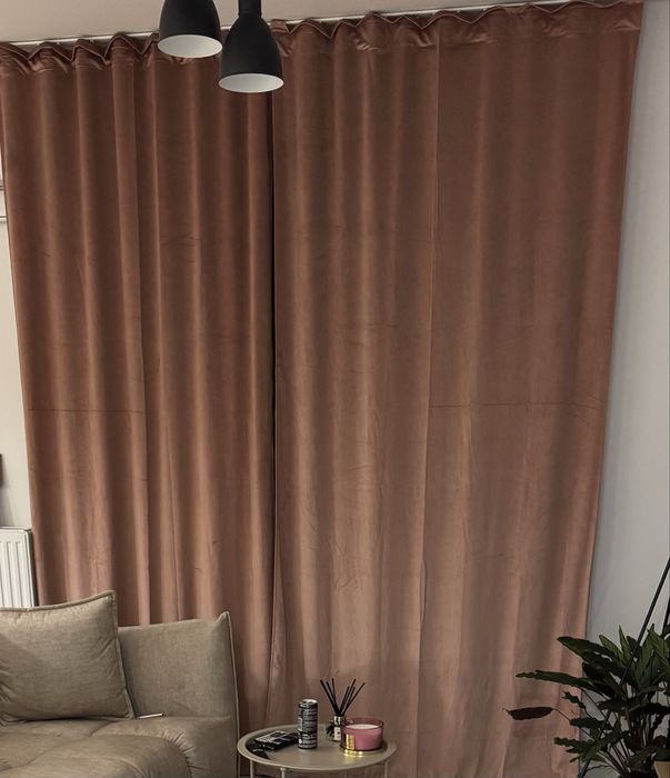 Zasłony welurowe ciemny róż - 3 sztuki