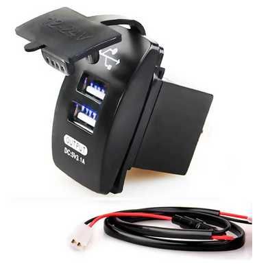 Carregador USB duplo para carro, auto caravana, barcos
