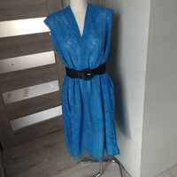 Sukienka damska koronkowa niebieska rozmiar 46