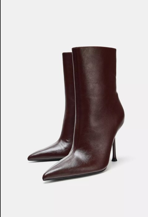 Топ продажів! Коричневі ботильйони на шпильці Zara, 38