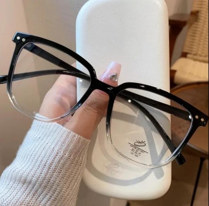 Іміджеві окуляри прозора лінза чорні градієнт Blue blocker не для зору