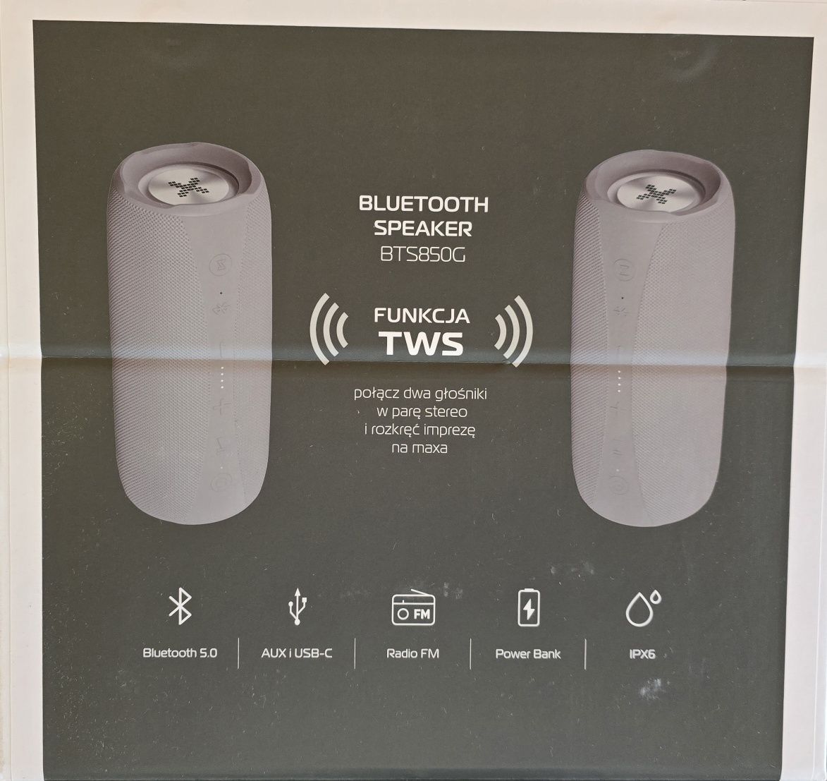 Głośnik mobilny XMUSIC BTS850G Radio FM Szary