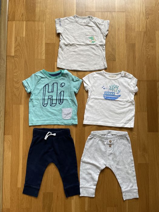 Spodenki Carters i trzy koszulki niemowlęce Mango rozmiar 68 cm