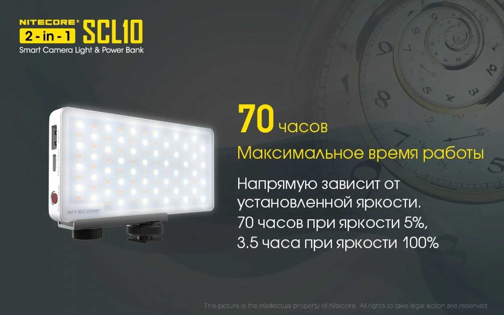 универсальный фонарик Nitecore SCL10 + Power Bank 10000 mAh