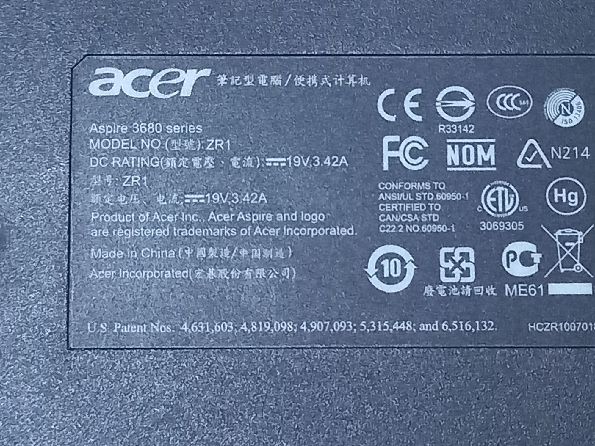 Acer aspire 3680 para peças