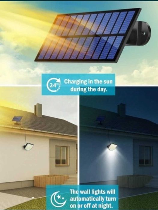 Вуличний прожектор ліхтар акумулятор 234 LED  датчик руху сон. панель