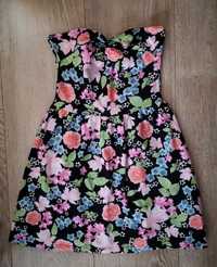 Sukienka mini letnia w kwiaty H&M 38/M