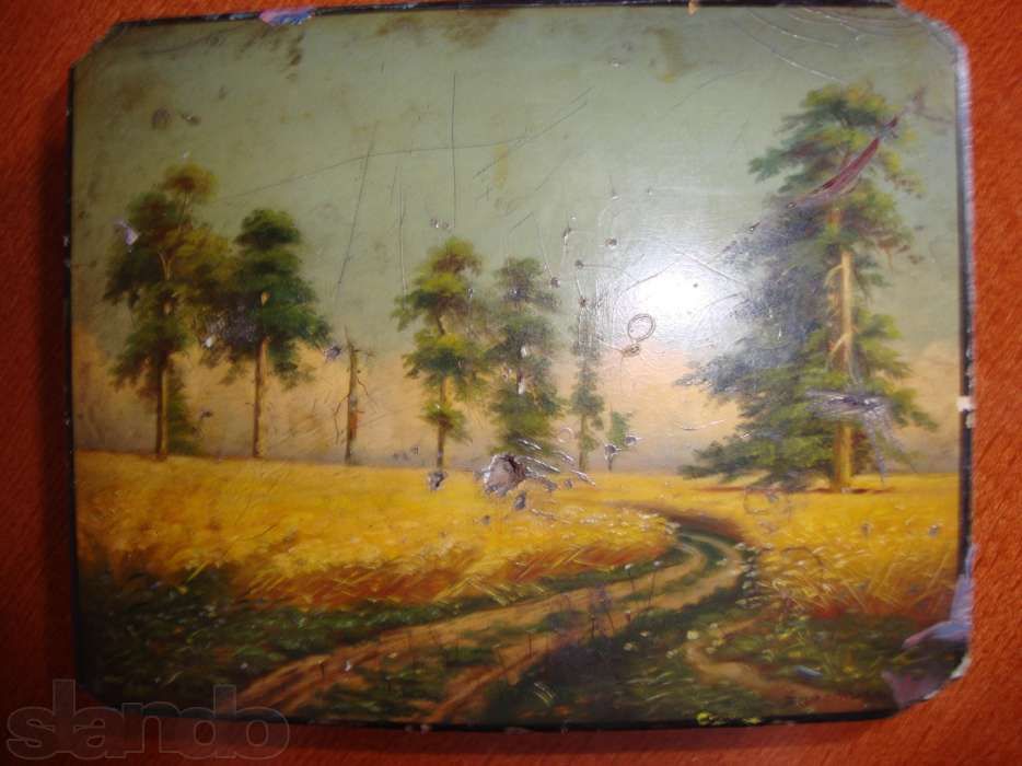 антикварная шкатулка 40-50годов деревянная расписана автором п.цветко