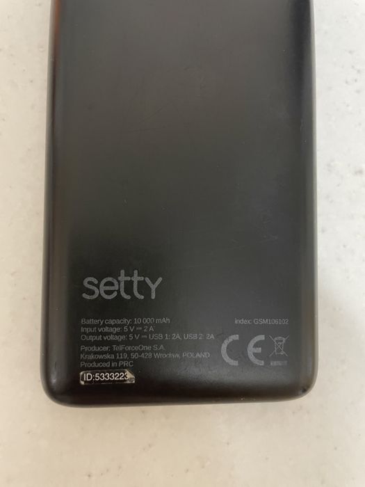 ЗОВНІШНІЙ АКУМУЛЯТОР SETTY GSM106102 10000mah power bank павербанк
