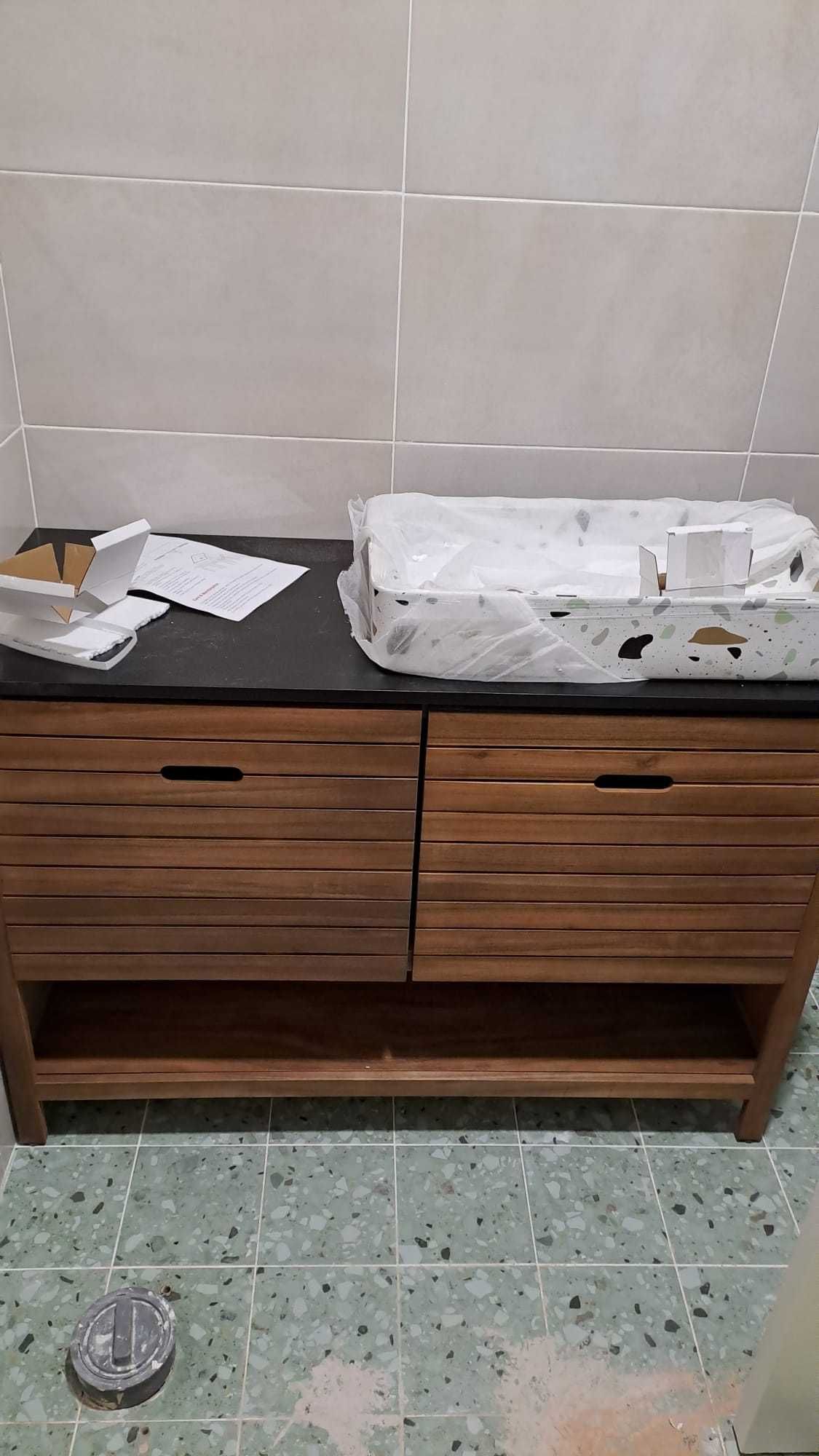 Móvel wc novo La Redoute, Saturne em acácia, muita arrumação, 120 cms