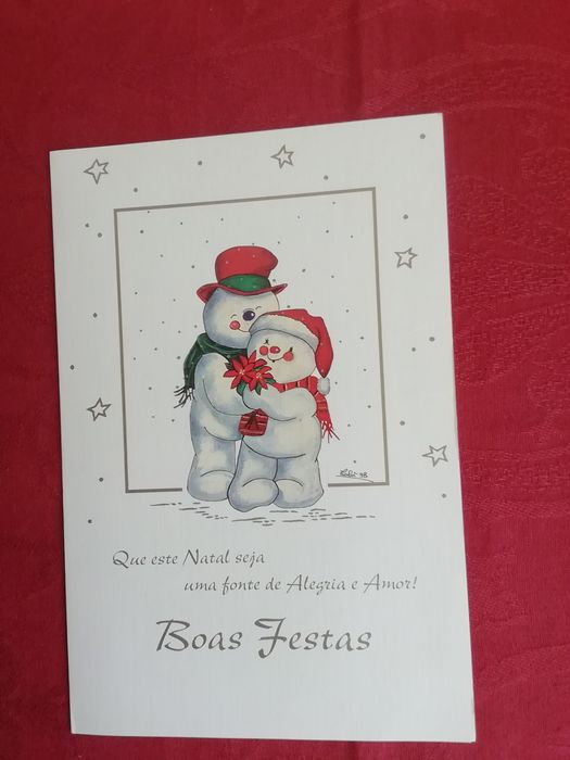 Postal de Boas Festas, pintado com o pé