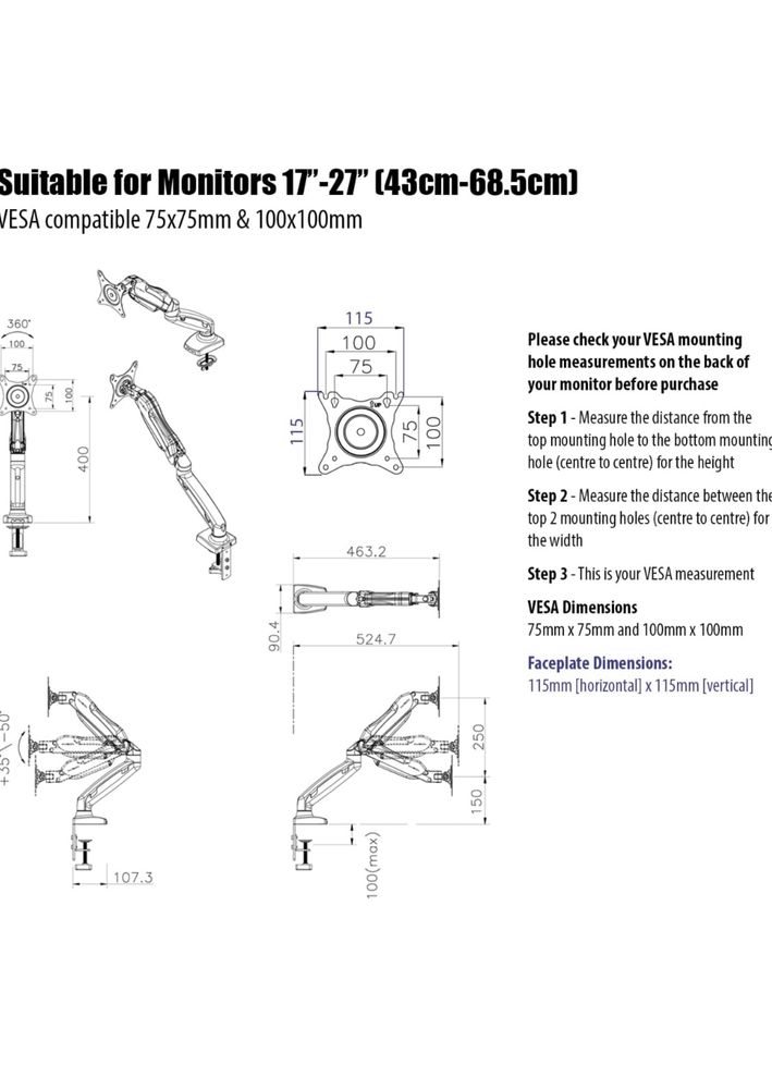 Uchwyt na telewizor monitor INVISION 17''-27"