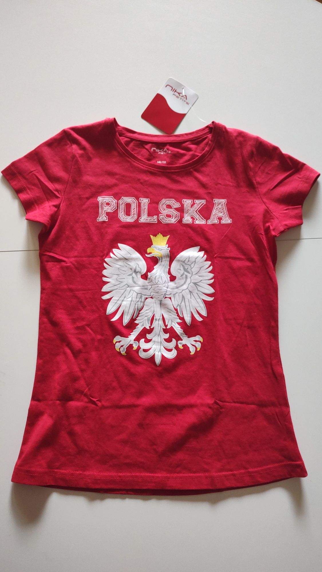 NOWA z METKĄ koszulka dziecięca t-shirt POLSKA czerwona roz. 146-152