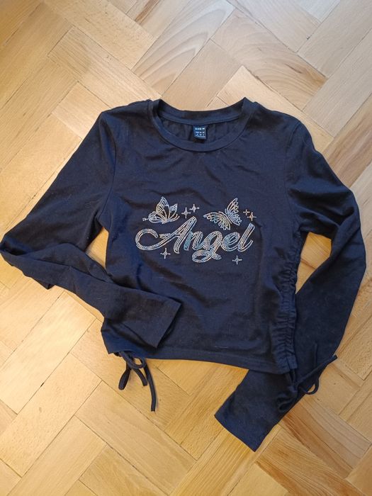 Bluzka krótka czarna M bawełna