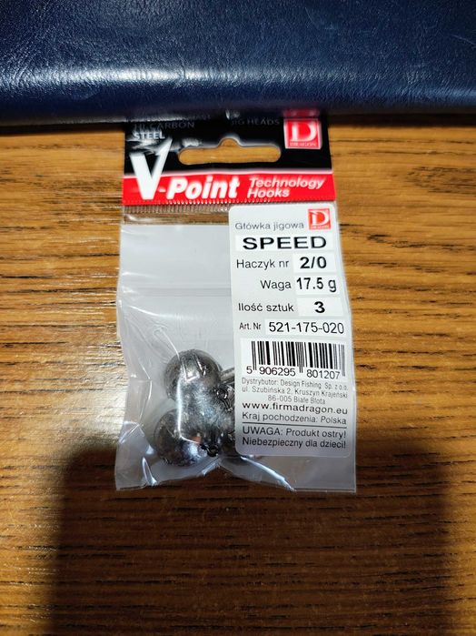 Główki jigowe Dragon V-Point Speed hak 2/0, waga 17,5g, 3 szt