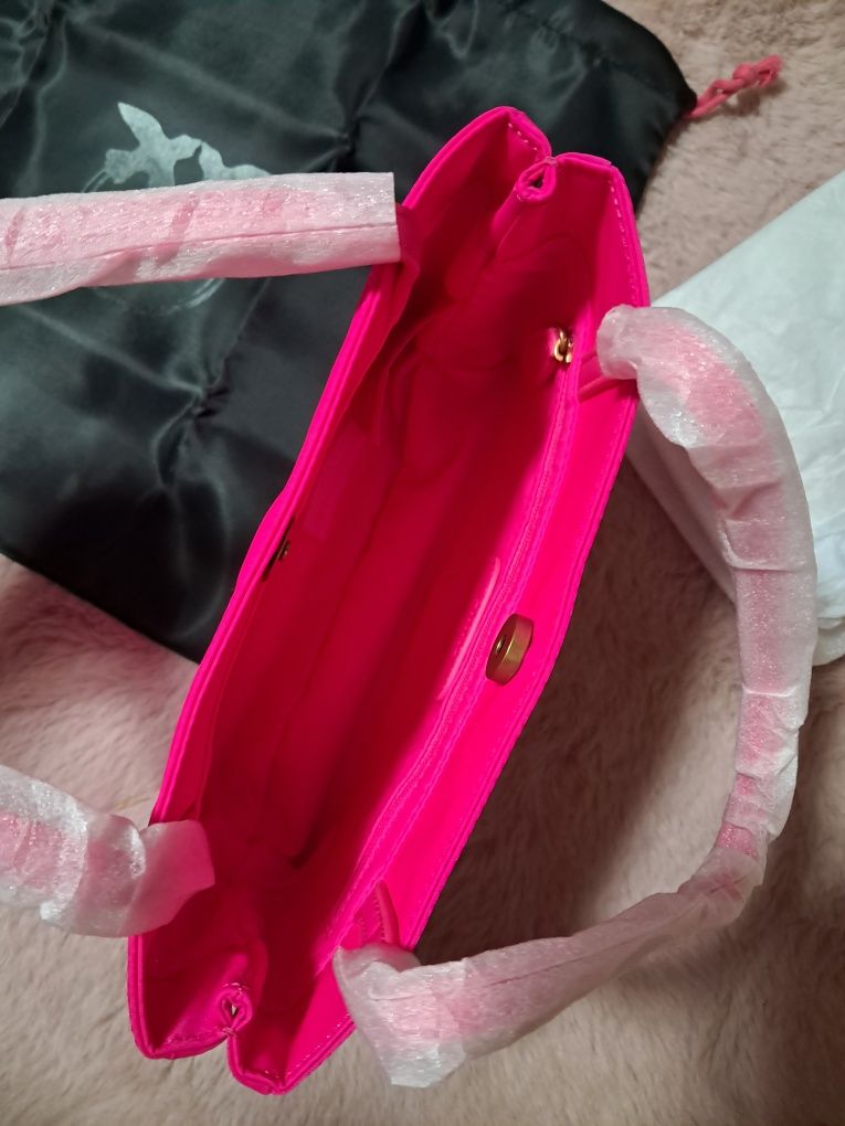 Pinko torebka z NFC Gate flat horizontal różowa jaskrawa neonowa z wor