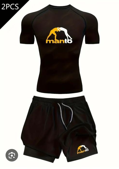 Rashguard czarny + spodenki czarne treningowe 2w1 rozmiar L (EU: S/M)