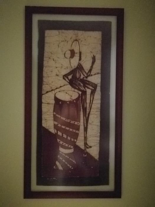 Quadro Batique de Moçambique estatuetas arte africana