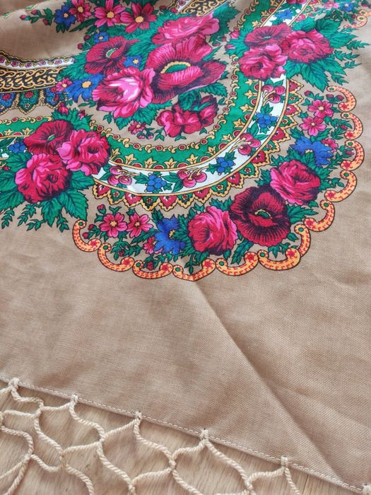 Chusta góralska vintage retro PRL lata 80te 120/120 wełna na ramiona