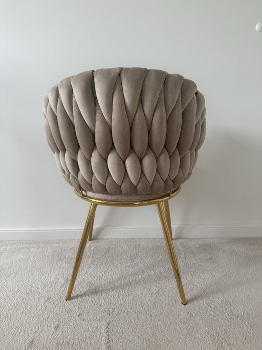 Krzesło welurowe Marbella beżowe 4 sztuki