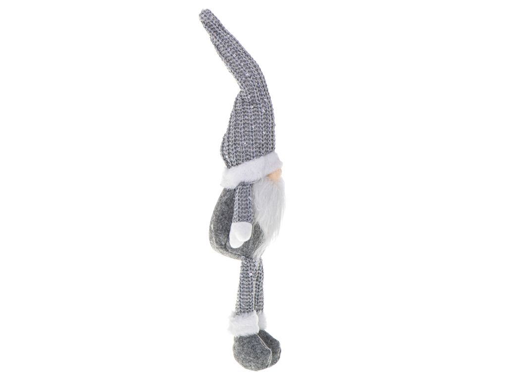 krasnal skrzat świąteczny z brodą szary 47cm