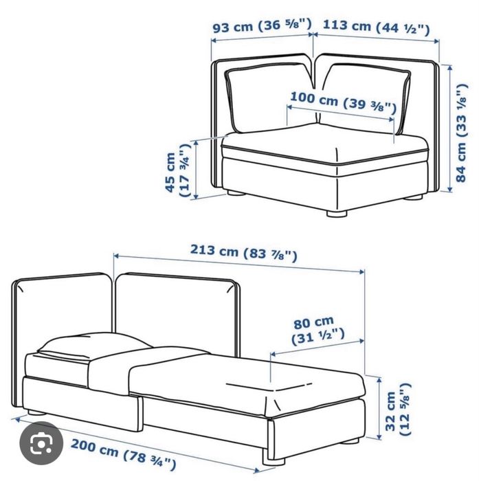 Ikea Vallentuna Rozkładana Sofa Modułowa 2-Osobowa