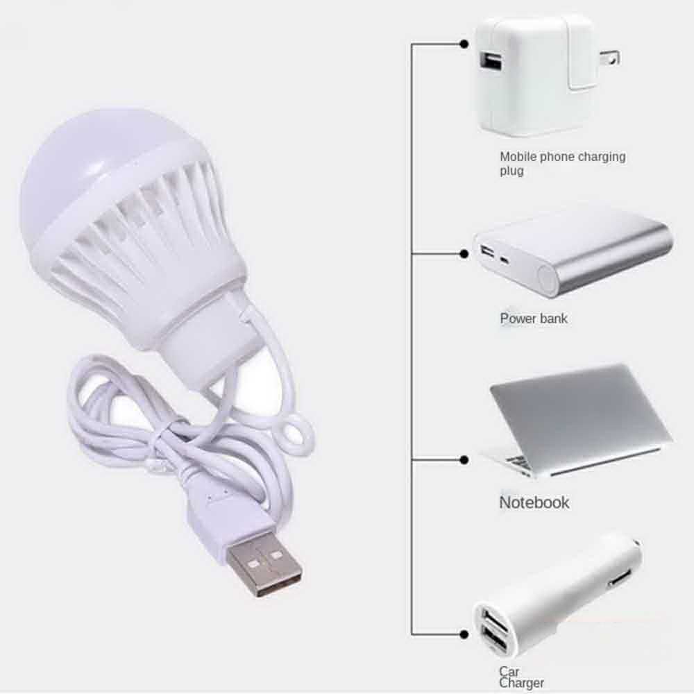 USB LED лампа 7W з шнуром 87см для павербанк PowerBank аварійна