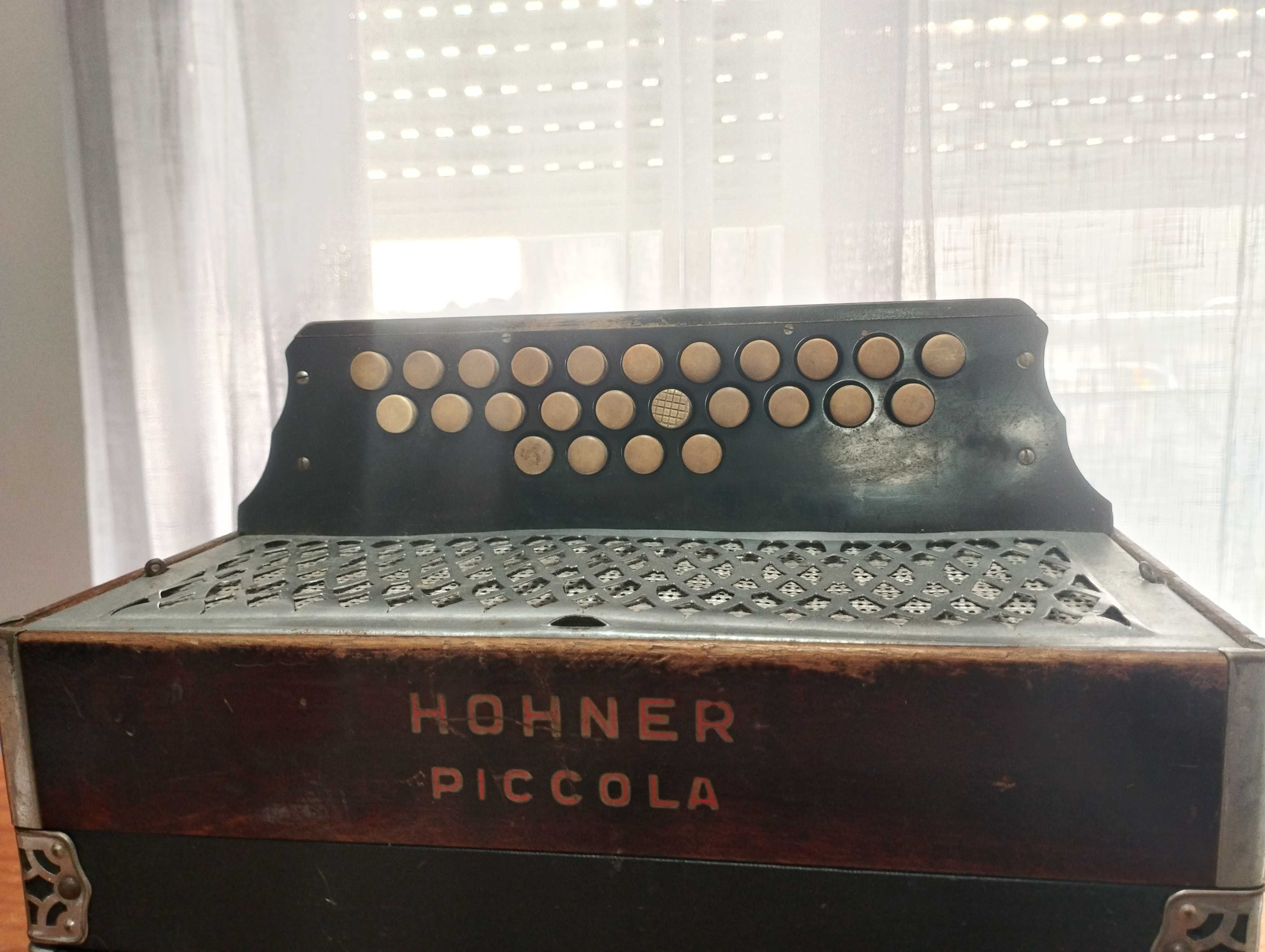 Concertina HohnerPiccola Vintage Funcional Raro Placa Fritz Bär(Suíça)