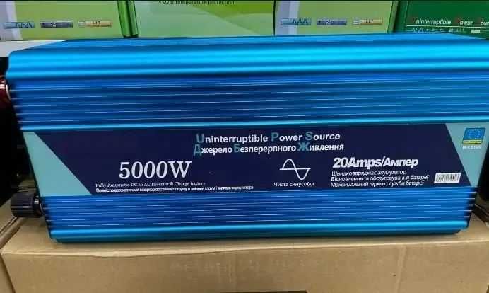 БОЛЬШОЙ Инвертор 5000W с зарядным 12/220v ЧИСТЫЙ СИНУС с дисплеем