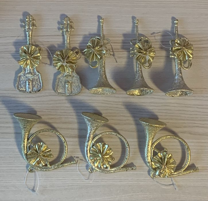8x Ozdoby na choinkę skrzypce trąbka tuba instrumenty muzyczne dziecko