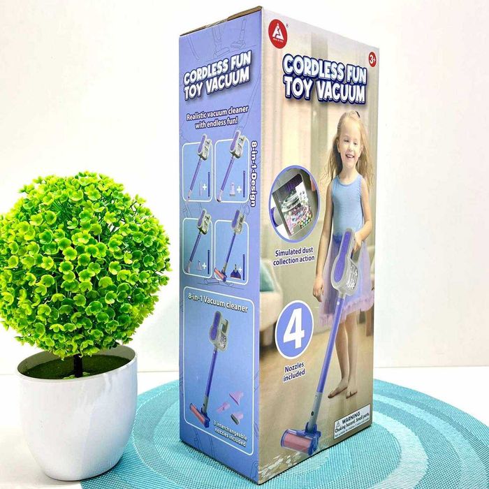 Дитячий пилосос пінопластові кульки насадки звук  Фіолетовий (HJ619D)