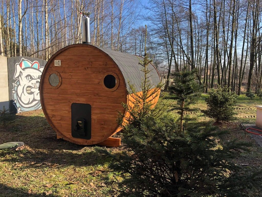 Sauna Ogrodowa 3 m x 2,2 m Cały komplet Piec Zewnętrzny