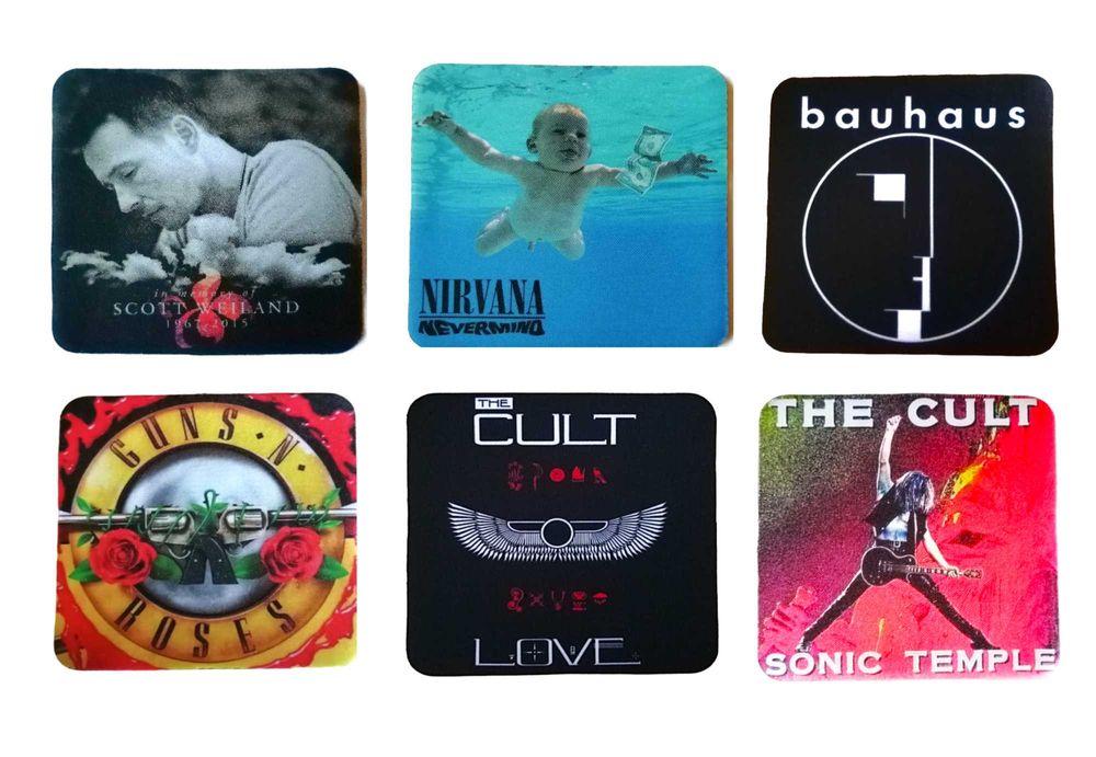 Base para copos Nirvana The Cult Bauhaus Pearl Jam Guns N Roses STP