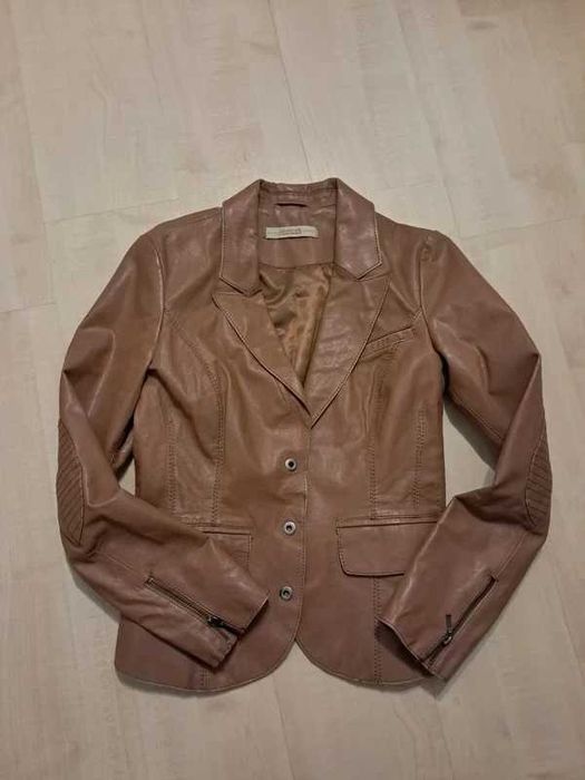Kurtka skórzana skóra naturalna leather moda L 40 brazowa ramoneska