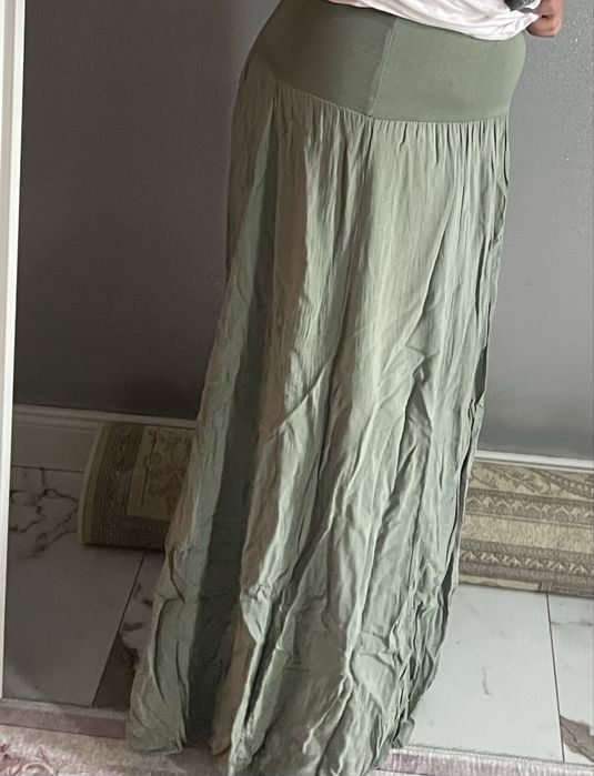 Spódnica maxi długa nowa rozmiar uniwersalny włoska oliwkowa khaki