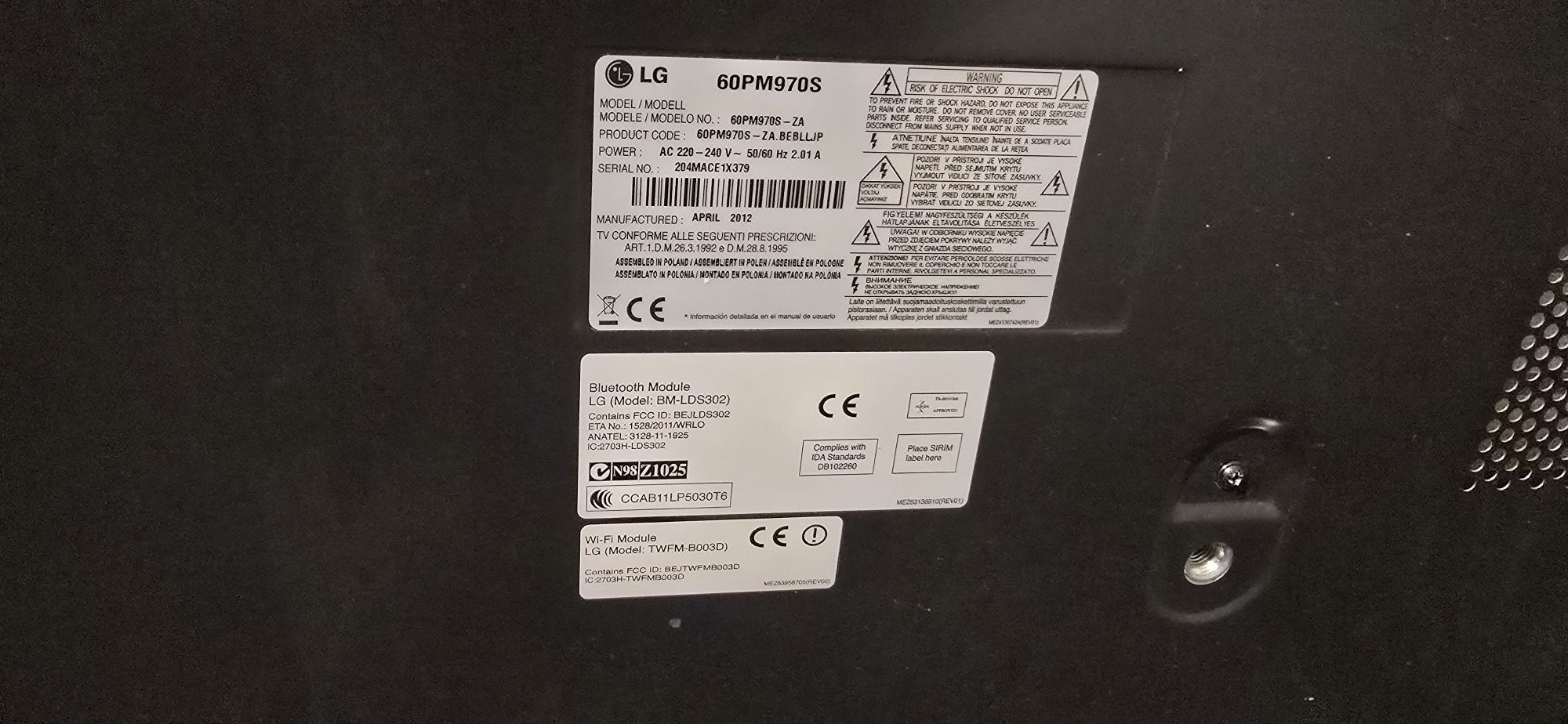 Telewizor LG TV 60 cali Smart /Wifi/ 3D/ Model 60PM970S