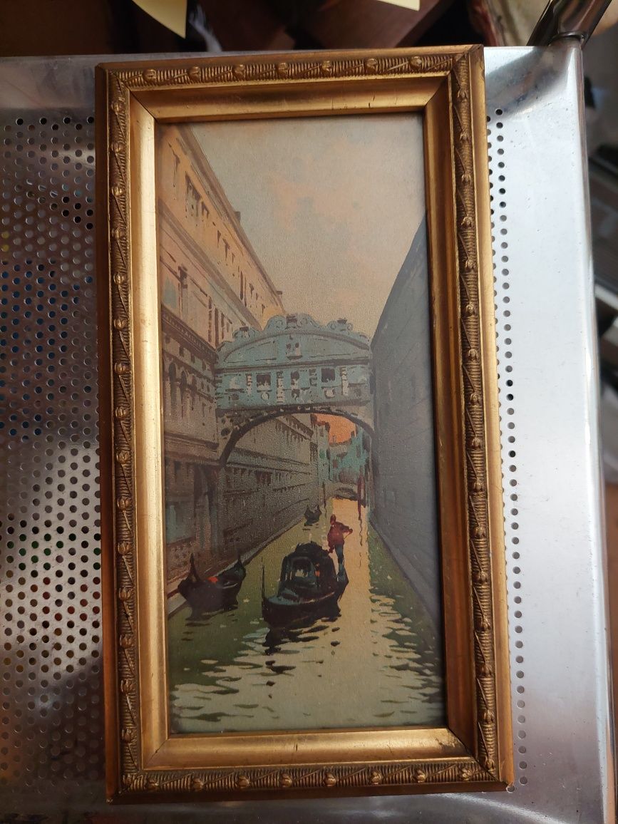 Linda pintura antiga Veneza com moldura