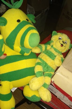игрушка мягкая 2шт тигр чудик желтый зеленая полоска сша звук