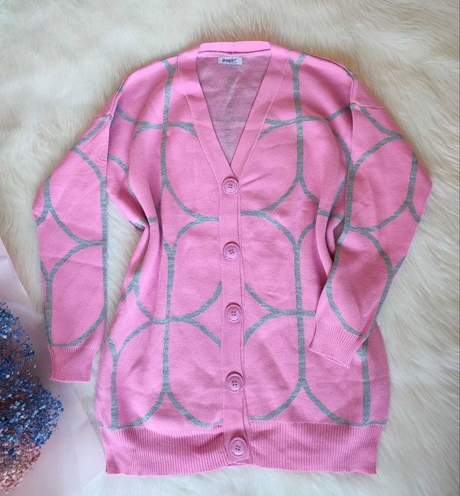 Женский розовый вязаный кардиган