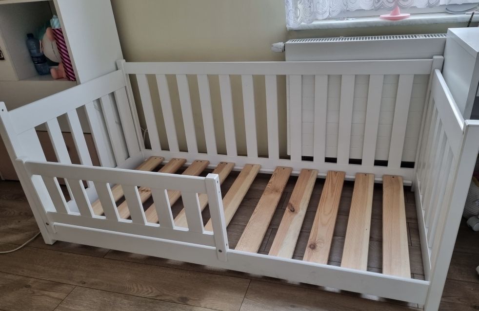 LANO meble białe łóżko dziecięce CONCEPT z barierka materacem 80x160