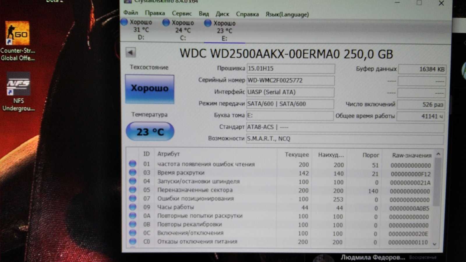 HDD жёсткий диск 250gb