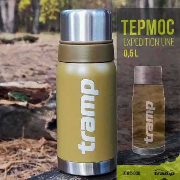 Термос 0,5 л из нержавейки для напитков термос Трамп UTRC-030-olive