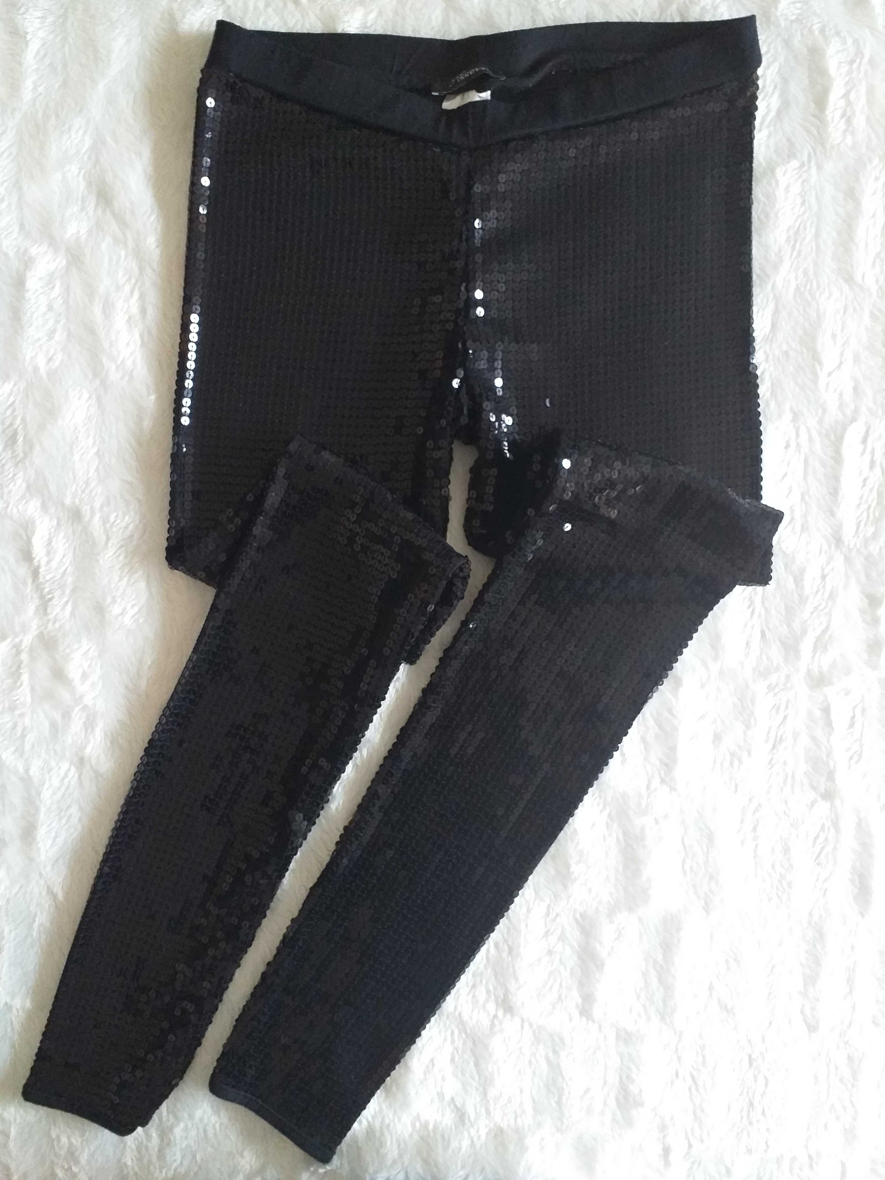 Spodnie leginsy czarne z cekinami