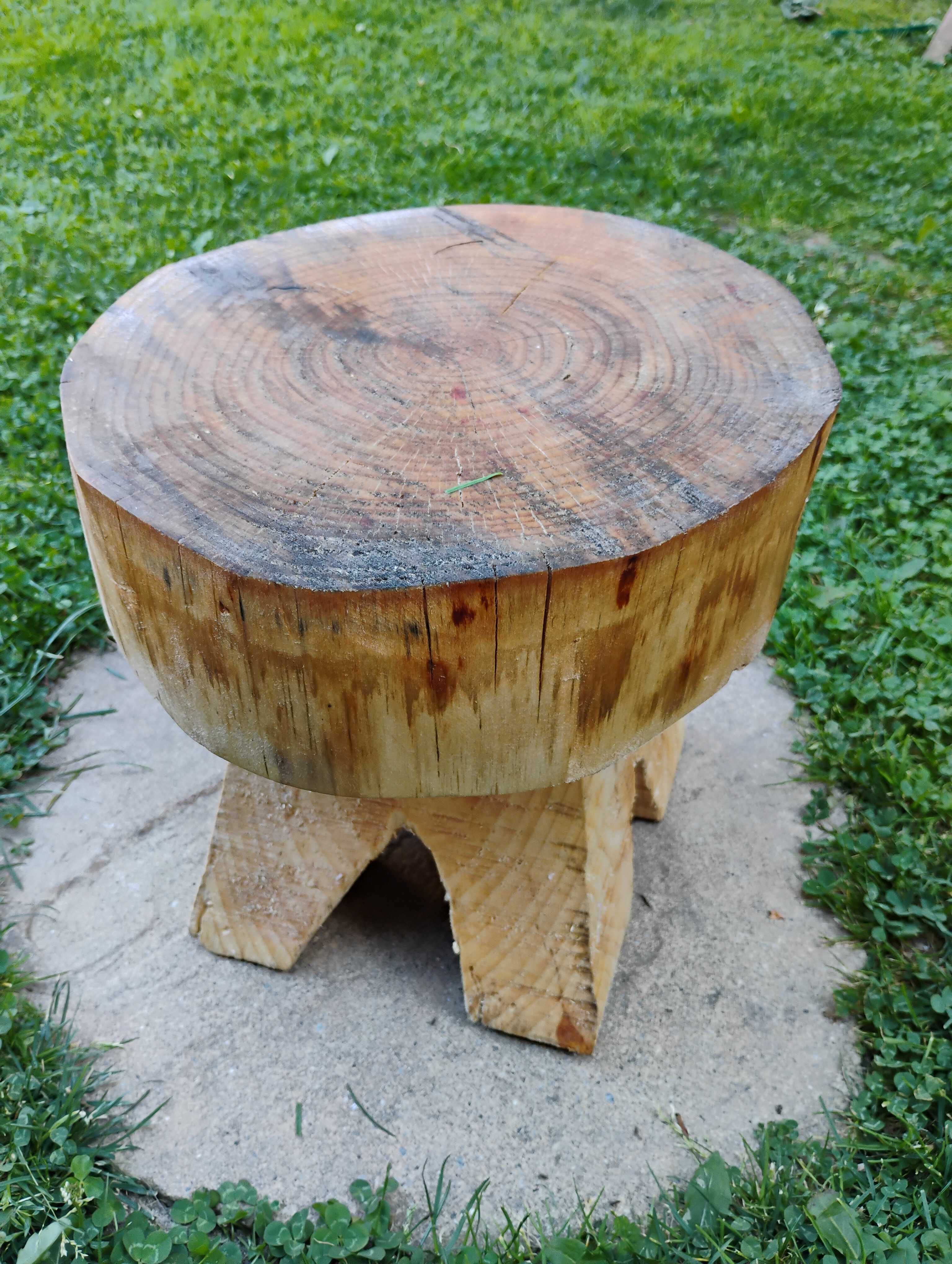 Taboret zydel drewniany z litego drewna